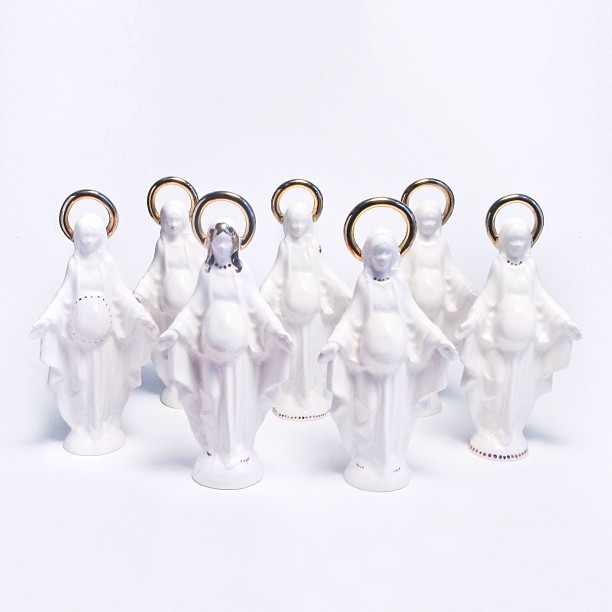 Delivered today to @CAAGallery London. Christmas Charms for the top of your Xmas tree! #pregnantvirgins #ceramics