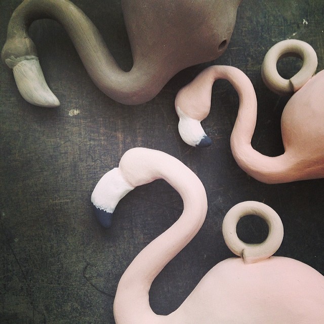 #flamingo #charm #ceramics #giantcharmbracelet #3forluck