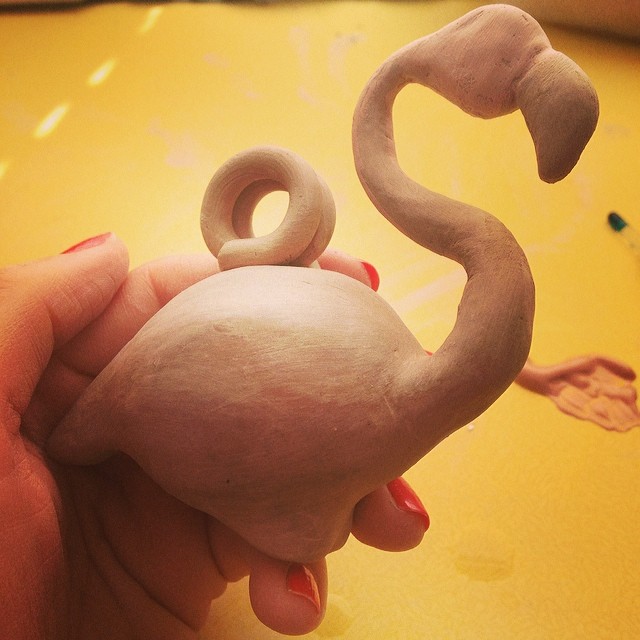 Working out your #flamingo today @lizzy_kelly & @dean83mac #ceramics #charm #giantcharmbracelet it’ll be with you soon!