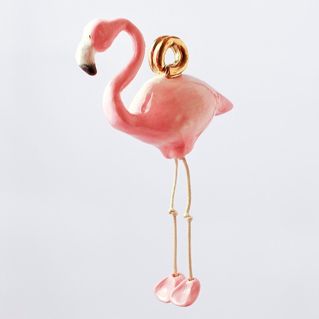 Giant Flamingo Charm is off to his new owners today. I’ll miss him. #flamingo #ceramics #charm