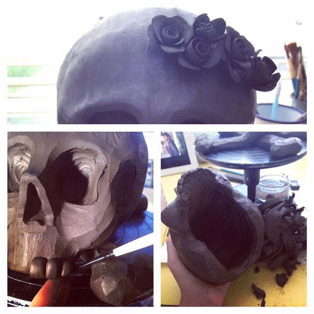 #workinprogress #ceramics #skull&crossbones #black #clay